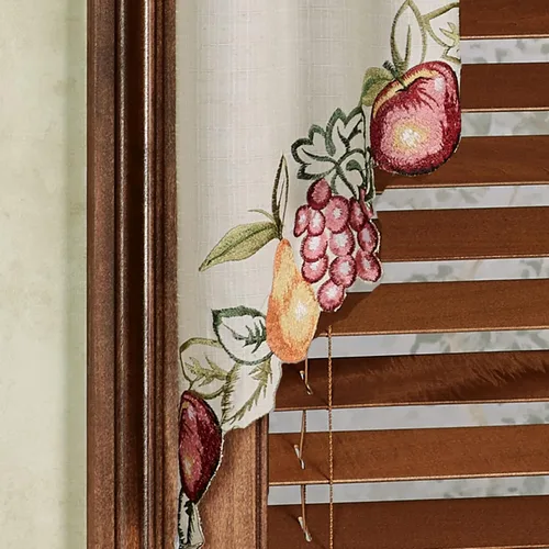 Vista 4 de Touch of Class Par de Cenefas de Ventana Bordadas Fructíferas de Avena Texturizada 60 x 36 pulgadas