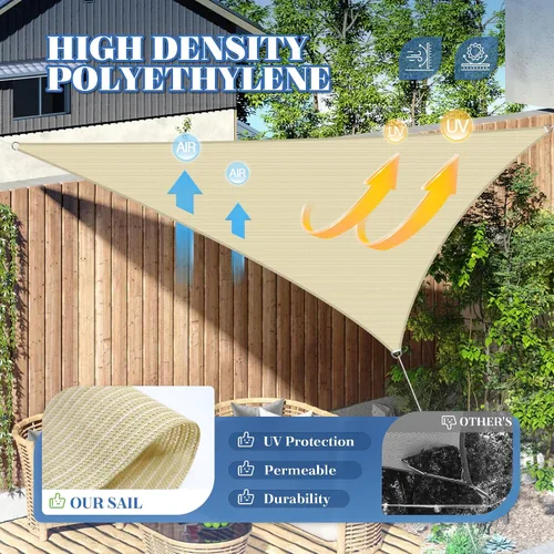 Vista 3 de ECOOPTS - Toldo de vela triangular de 0.6 x 0.6 x 0.6 m, de polietileno de alta densidad, para sombra, toldo para pérgola, cubierta para patio al