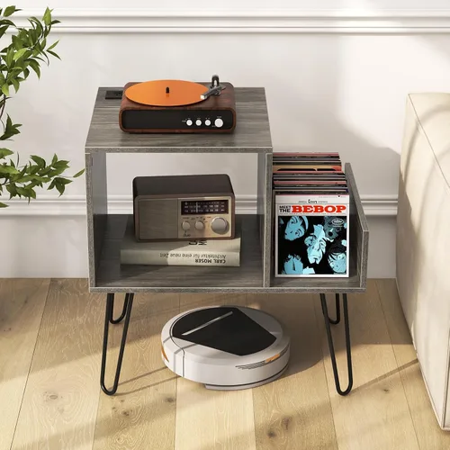 Vista 8 de Giantex Soporte para tocadiscos, gris