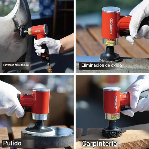 Vista 7 de Kit de pulidora neumática mini lijadora orbital, herramienta de preparación de superficie de ángulo recto de aire de 2 pulgadas con 41 discos