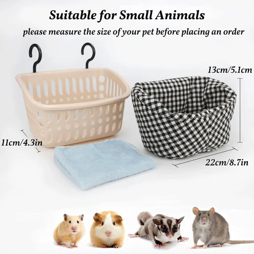 Vista 5 de JWShang Hamaca para Ratas para Jaula, Cesta Colgante a Prueba de Masticación con Ganchos Resistentes, Accesorios para Jaula de Mascotas, Hamaca