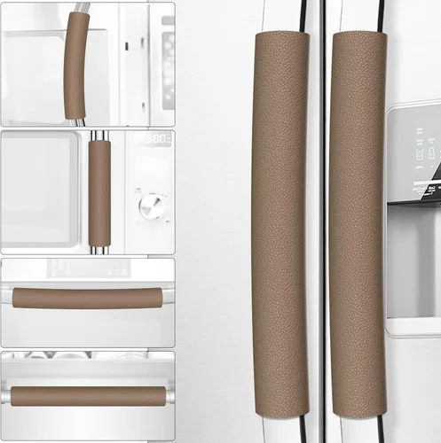Vista 10 de Fundas para manijas de puerta de refrigerador, 6 unidades, fundas de cuero para manijas de electrodomésticos, mantiene tu nevera, microondas, horno