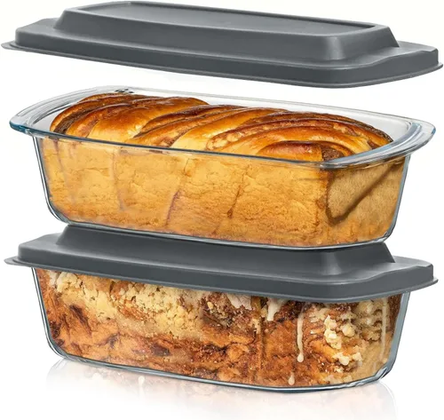 Vista 11 de Razab LARGE 7.6 Cups/1800 ML/1.9 Qt Glass Loaf Pan with Lids - Meatloaf Pan BPA free Airtight Lids Grip Handle Easy Carry, Microwave and Oven Safe