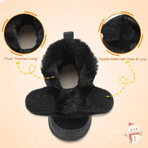 Vista 4 de L-RUN Botas de bebé para bebés, niños y niñas, tobillo cálido de gamuza con forro de felpa, pantuflas de casa para niños pequeños, zapatos