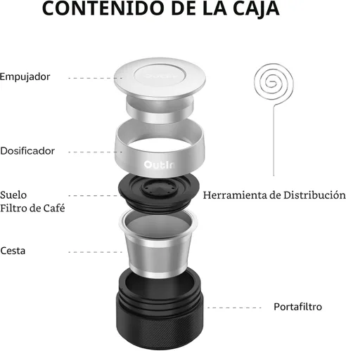 Vista 2 de Kit de Accesorios de Espresso Nano OutIn, Cesta Plus, doble disparo