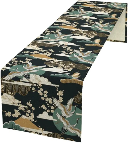 Vista 19 de Camino de mesa de dragón chino, Asia mitológico abstracto, camino de mesa para cocina, comedor, boda, fiesta, vacaciones, 13 x 36 pulgadas