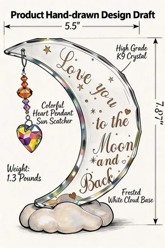 Vista 4 de Figura de luna de cristal "I Love You to the Moon and Back