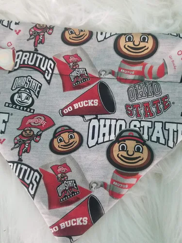 Vista 2 de Ohio State Brutus Buckeye Over the Collar Dog Bandana Large
