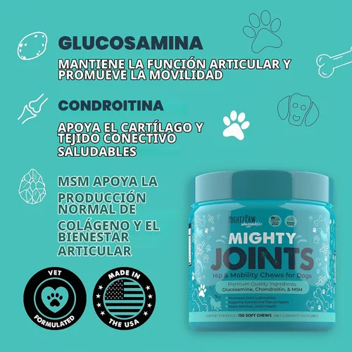 Vista 3 de Mighty Paw Waggables Suplemento de apoyo articular para perros (fabricado en Estados Unidos) Glucosamina para perros Suplemento de cadera