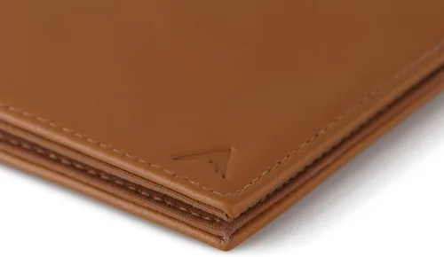 Vista 3 de Billetera de cuero para hombre, minimalista, delgada, con protección RFID, resistente al agua ventana de identificación, mini bolsillo