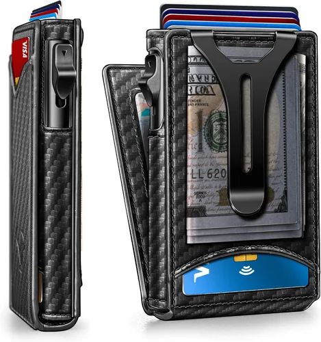 Vista 11 de Cartera BULLIANT para hombre, cartera con clip para billetes delgada para regalo para hombre, 9 tarjetas - Estuche de tarjeta de crédito de metal