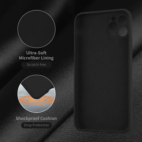 Vista 6 de Cordking Funda de silicona diseñada para iPhone 11 Pro, ultra delgada, a prueba de golpes, con forro de microfibra suave antiarañazos, protección