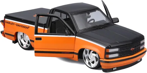 Vista 2 de Maisto - Modelo (escala 1:24), Harley Davidson Custom 1993 Chevy Pick-up, color naranja/negro