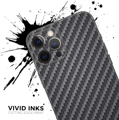 Vista 5 de DesignSkinz Kit de calcomanías de cuerpo completo compatible con iPhone 15 Plus, fibra de carbono negra texturizada