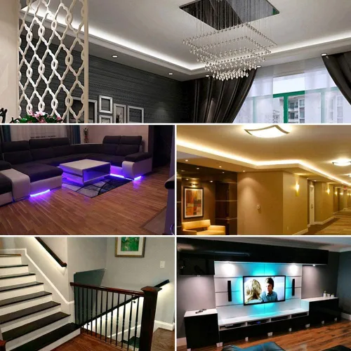 Vista 9 de DAYBETTER - Luces LED impermeables para dormitorio, tira de luces LED de 16.4 pies, 150 LEDs, cambio de color RGB, control remoto de 44 teclas, 12V