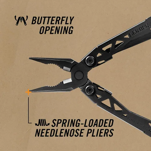 Vista 3 de Gerber Gear Suspension-NXT EDC - Cuchillo de bolsillo multiherramienta 15 en 1, alicates de punta de aguja y pelacables para acampar y Negro