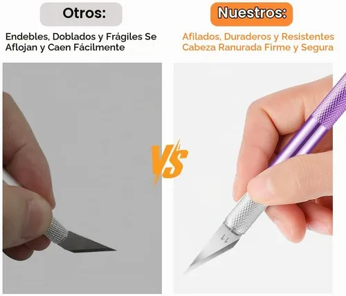 Vista 3 de HEADLEY TOOLS - 30 cuchillos para manualidades, incluye 30 cuchillas de repuesto Exacto #11 y una regla, HEADLEY TOOLS Juego de cuchillos de 3