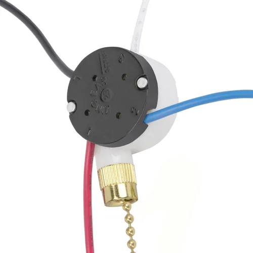 Vista 5 de Interruptor de ventilador de techo con 4 cables preinstalados, 3 velocidades, 4 cables, ZE-208s Zing Ear E89885, interruptor de cadena de tira