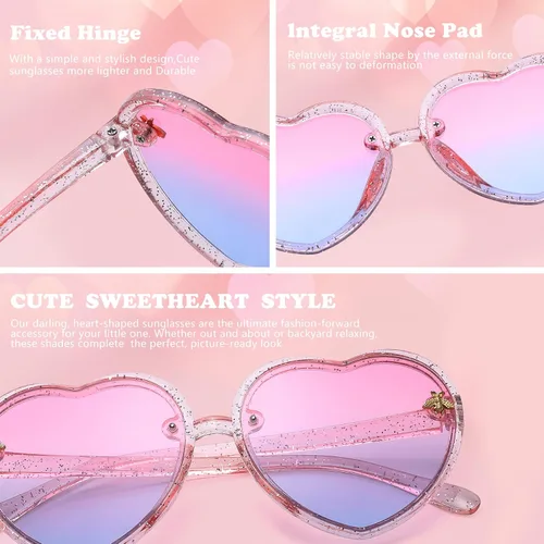 Vista 5 de Pro Acme Lentes de sol con forma de corazón para niñas pequeñas de 3 a 10 años con forma de abeja