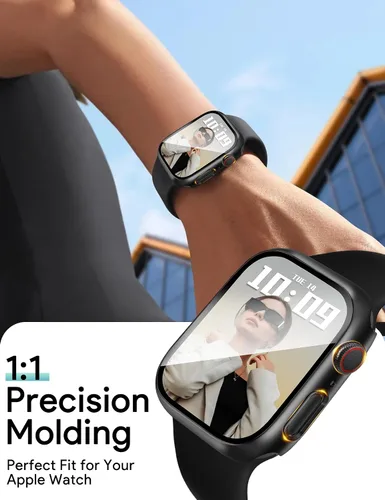 Vista 6 de JR.DM - Juego de 2 fundas de policarbonato duro de 38 mm con protector de pantalla de vidrio templado HD para Apple Watch Series 3/2/1, protector
