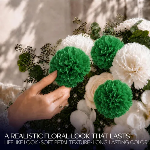 Vista 6 de Royal Imports Flores artificiales de clavel para bodas - Verde100pk