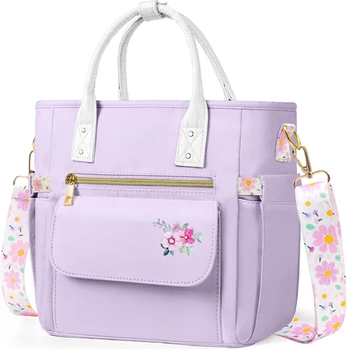 Vista 18 de Lonchera Deluxe Aislada para Mujeres - Lonchera Térmica a Prueba de Fugas Impermeable con Múltiples Bolsillos y Correa Removible para Trabajo