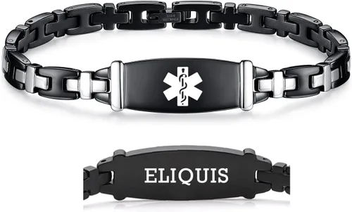 Vista 48 de LinnaLove Lady Medical Alert - Pulseras médicas de acero inoxidable para mujer, 7.5 pulgadas