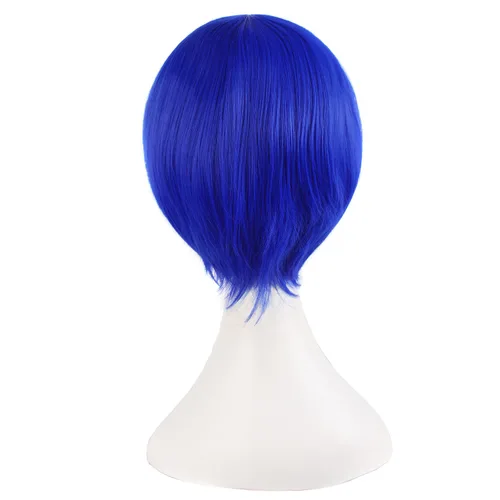 Vista 7 de MapofBeauty 20 pulgadas/19.7 in doble cola recta pelo Cosplay pelucas (azul marino)