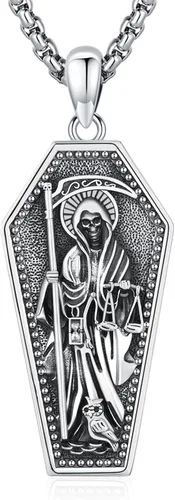 Vista 175 de Collar de pentagrama de plata de ley con triple luna, diosa celta, nudo celta, nudo de brujas, Ankh, sol y luna, Hécate, lilith, Santa Muerte