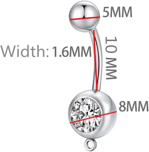 Vista 3 de Lindo anillo de ombligo de perezoso 3D, de acero inoxidable quirúrgico artístico, 14G, con colgante colgante, joyería original para el cuerpo