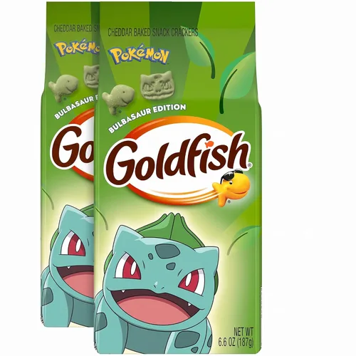Vista 12 de Goldfish Pokémon Bulbasaur Edition Cheddar - Galletas horneadas para aperitivos, bolsa de 6.6 onzas