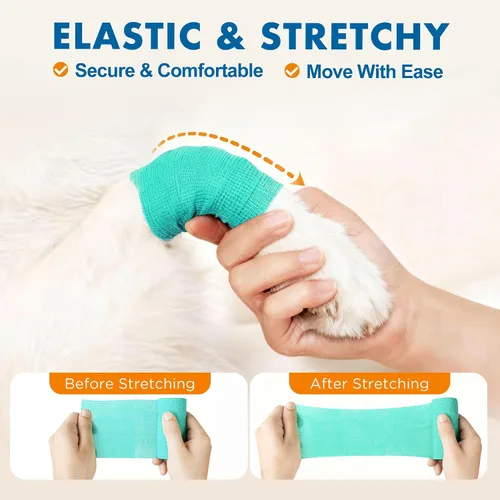 Vista 3 de Lotfancy 10 rollos de envoltura veterinaria autoadhesiva, vendaje cohesivo de 2 pulgadas para el cuidado de heridas, cinta elástica para mascotas