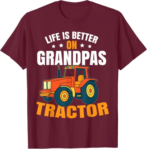 Vista 12 de Life Is Better On Grandpas Tractor Kids Farm Tractor Boy Camiseta, Negro