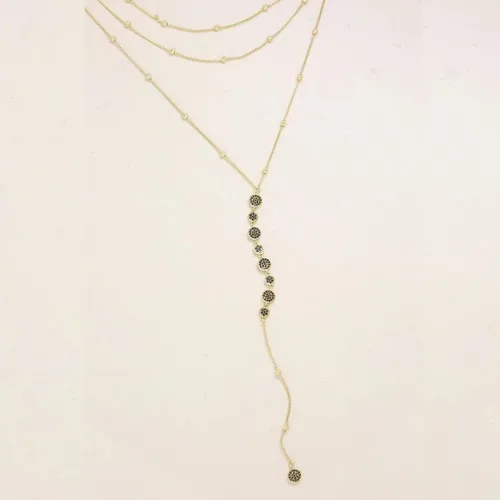 Vista 4 de Ettika Lariat Necklace for Women. Gold Drop Necklace, Necklaces for Women. 18K Gold or Rhodium Plated Chain. Trendy Jewelry