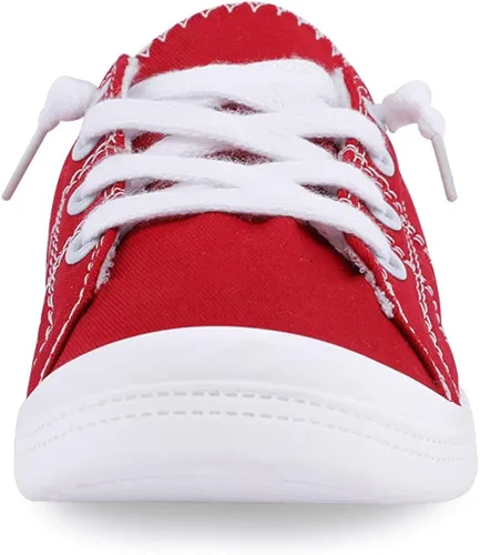 Vista 4 de Tenis de lona para mujer, sin cordones, caña baja, informales, clásicos, cómodos, planos, a la moda