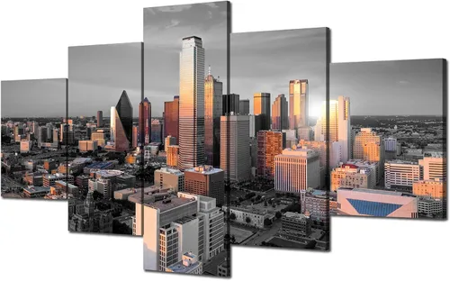 Vista 17 de Cawpom Arte de pared de Los Ángeles en blanco y negro, cuadro decorativo para pared, diseño de horizonte de Los Ángeles, póster de palmera, marco