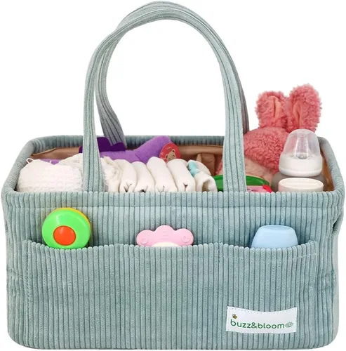 Vista 10 de Buzz&Bloom Organizador de pañales para bebé, elegante cesta de almacenamiento para artículos esenciales para recién nacidos y estación de pañales
