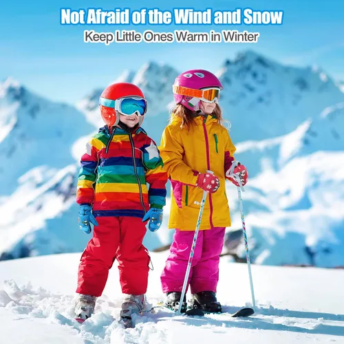 Vista 6 de MoKo Manoplas de esquí para niños, guantes de esquí aislados impermeables para niñas y niños, guantes de nieve de invierno para niños