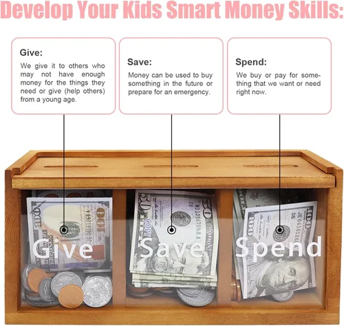 Vista 3 de Hucha para niños, hucha de ahorro de dinero para niños, caja de ahorro de dinero para niños, caja de ahorro de dinero segura para niños, enseña a