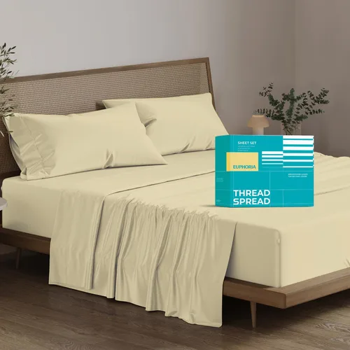 Vista 18 de THREAD SPREAD Sábanas 100% Algodón Egipcio Tamaño Twin - 800 Alto Número de Hilos 3 Piezas Sábanas Twin Extra Largas para Dormitorio, Bolsillo