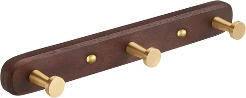 Vista 14 de Perchero montado en la pared, perchero colgante de entrada, riel para abrigos de metal y madera con 3 ganchos rústicos para abrigo, bufanda, bolsa
