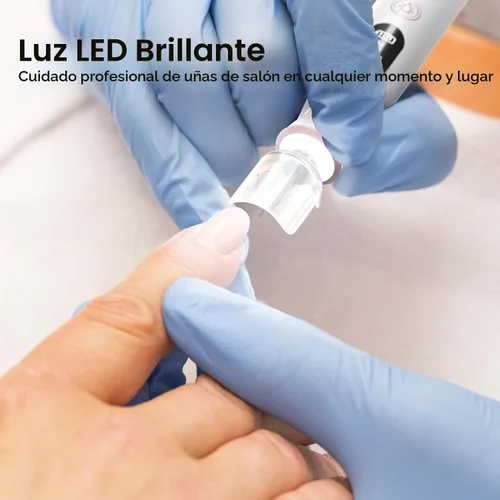 Vista 9 de Kit profesional de taladro de uñas: lima de uñas eléctrica con pantalla LCD y lámpara, amoladora de uñas gruesas de larga duración, herramientas