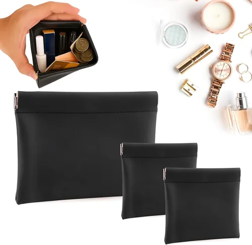 Vista 12 de BUSOHA Pequeña bolsa de maquillaje para bolso, mini bolsas de cosméticos portátiles para mujeres, monedero, lápiz labial, organizador de accesorios