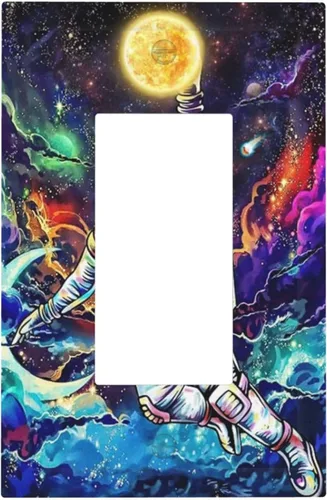 Vista 152 de Pintura al óleo de flores abstractas de 1 cuadrilla de interruptor de luz dúplex individual cubierta de salida placa de pared decorativa Placa
