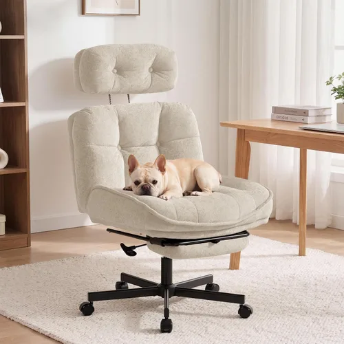 Vista 10 de FiveWillowise Silla de oficina con respaldo alto Criss Cross con reposapiés Blanco