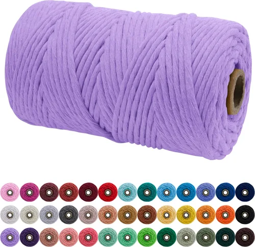 Vista 38 de JeogYong Cordón de macramé de un solo hilo 3 mm x 109 yardas (328 pies) Cuerda de algodón suave Hilo de macramé de 3 mm, suministros de macramé