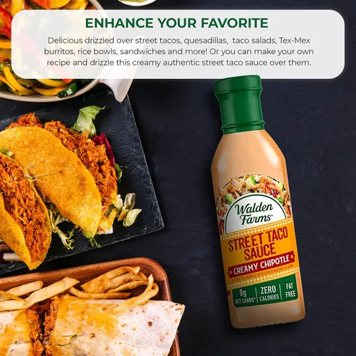 Vista 5 de Walden Farms Street Taco Sauce Creamy Chipotle - Sin calorías, sin gluten, bajo en carbohidratos, apto para dieta cetogénica, sin azúcar, sabor a