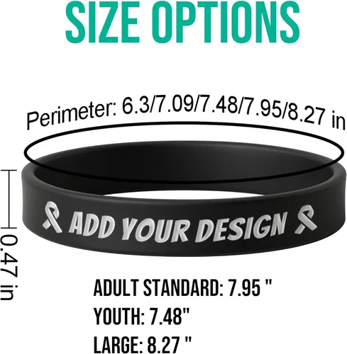 Vista 3 de Custom Rubber Bracelets – 0.5” Wide Personalized Silicone Wristbands for Parties, Awareness, Events & Celebrations