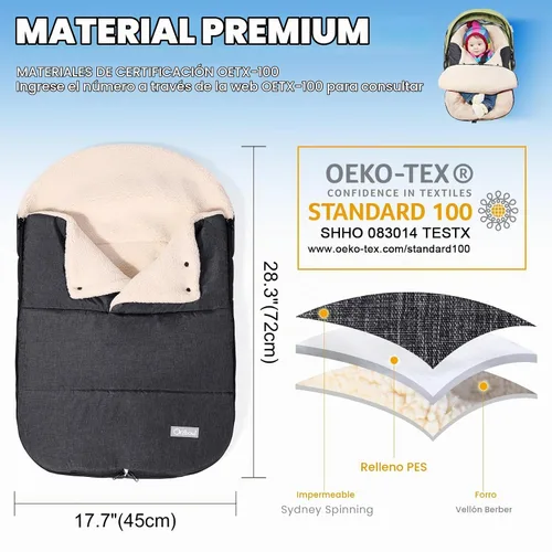 Vista 5 de Orzbow Funda de Asiento de Coche de Invierno para Bebé Manta para Asiento de Coche Infantil Funda de Asiento de Coche Impermeable con Cuello