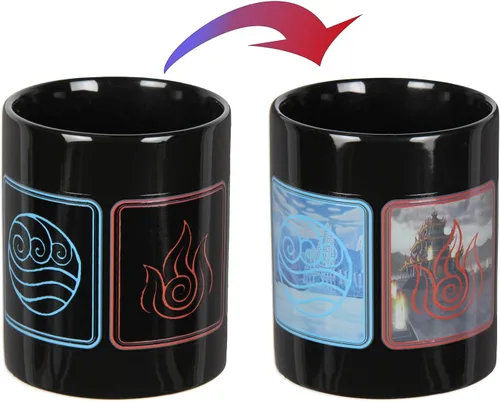 Vista 5 de Avatar The Last Airbender Nation Emblems Heat Reactive Color Changing Tea Coffee Mug Cup Cup Cup